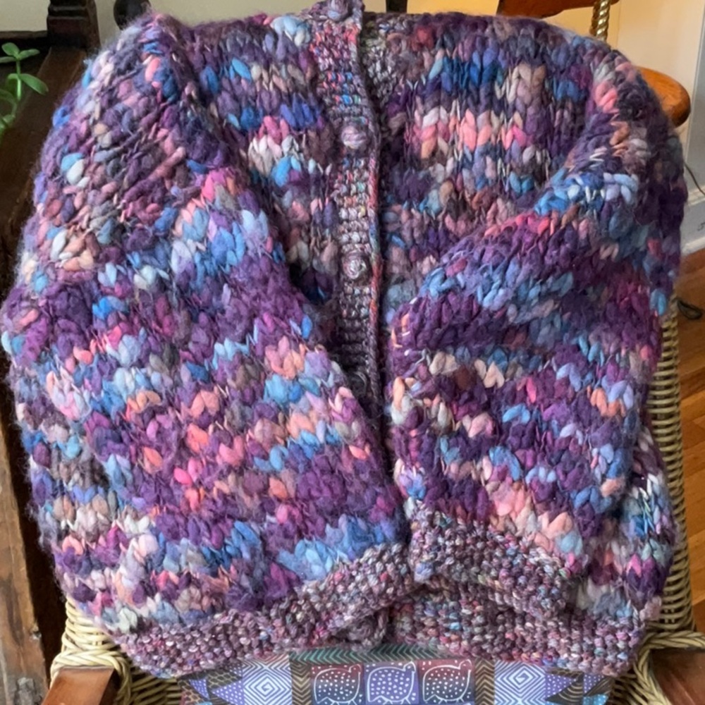 Cozy Multicolor Knit Cardigan - Picture 6 of 7